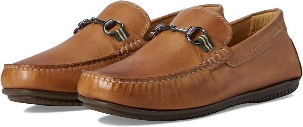 NEW MARTIN DINGMAN men's bermuda horse bit loafers in saddle tan